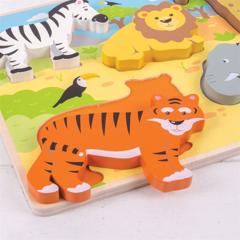 Bigjigs Toys Dřevěné vkládací puzzle Safari - obrázek 8