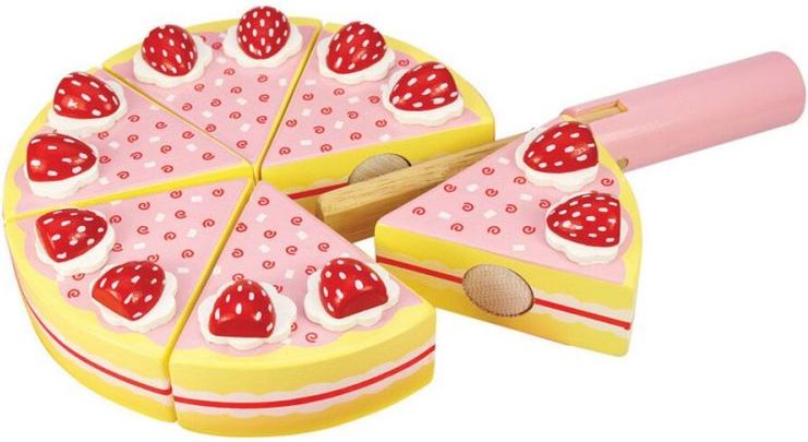 Bigjigs Toys Dřevěný krájecí dort s jahodama - obrázek 1