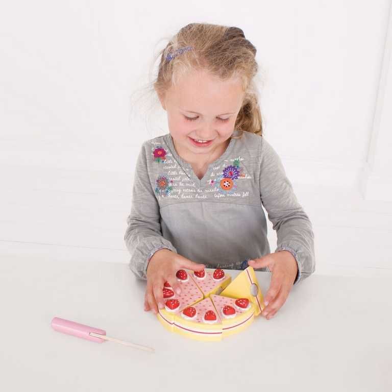 Bigjigs Toys Dřevěný krájecí dort s jahodama - obrázek 5