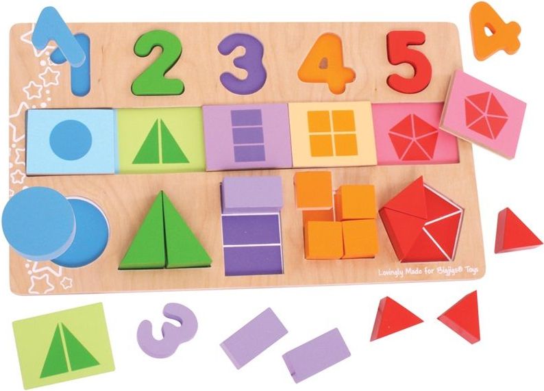 Bigjigs Toys Didaktická deska Čísla, barvy, tvary - obrázek 1