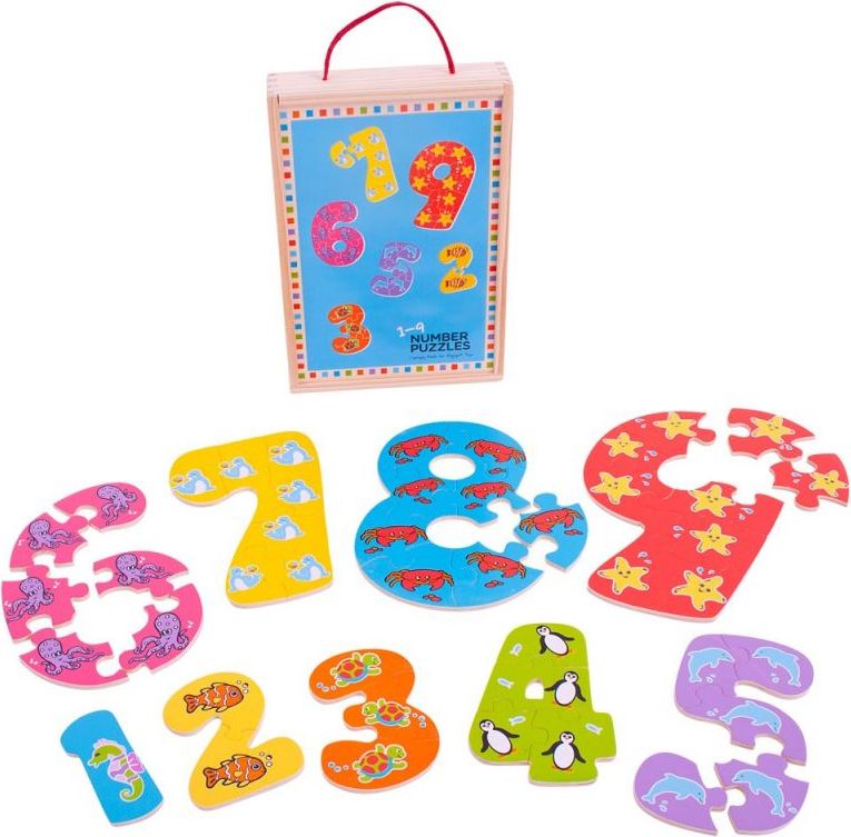 Bigjigs Toys Dřevěné puzzle čísla 1-9 - obrázek 1