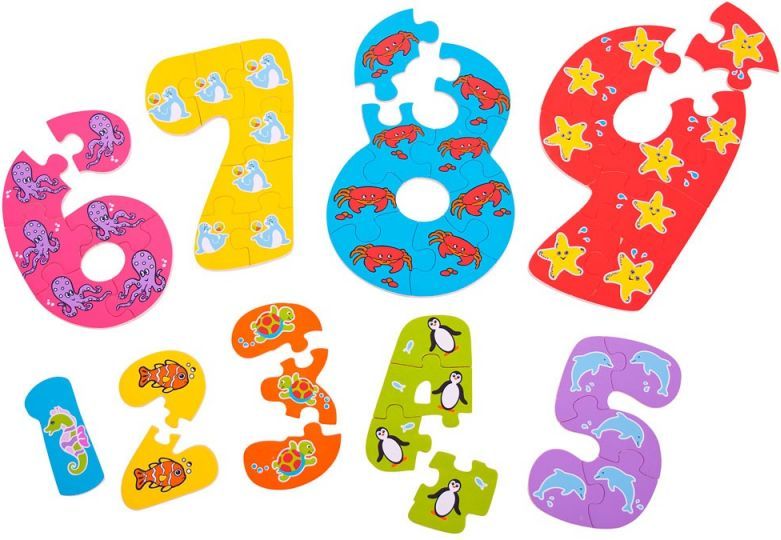 Bigjigs Toys Dřevěné puzzle čísla 1-9 - obrázek 2