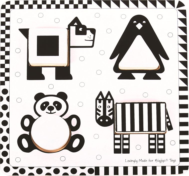 Puzzle pro nejmenší - Vkládačka černobílá, Pes (Bigjigs) - obrázek 6