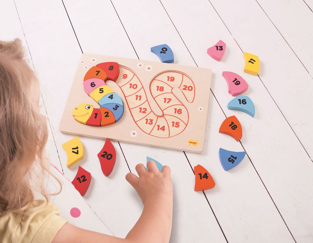 Bigjigs Toys Vkládací puzzle čísla had - obrázek 7