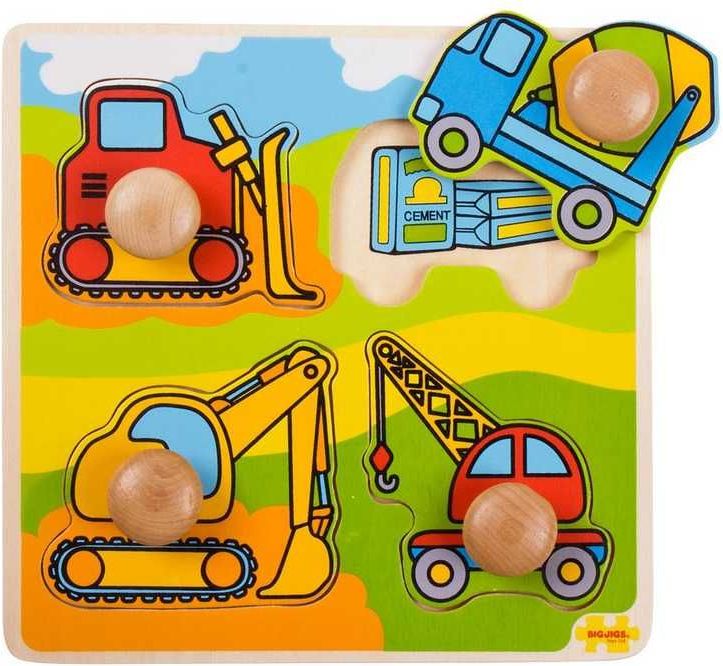 Bigjigs Toys Vkládací puzzle stavební stroje - obrázek 3