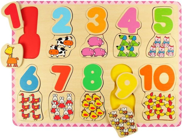 Puzzle výukové - Počítání a barvy na desce (Bigjigs) - obrázek 1