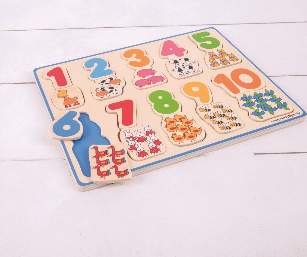 Puzzle výukové - Počítání a barvy na desce (Bigjigs) - obrázek 5