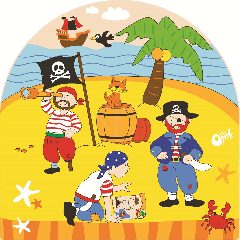 Bigjigs Toys Dřevěné vícevrstvé puzzle Pirátská loď - obrázek 7