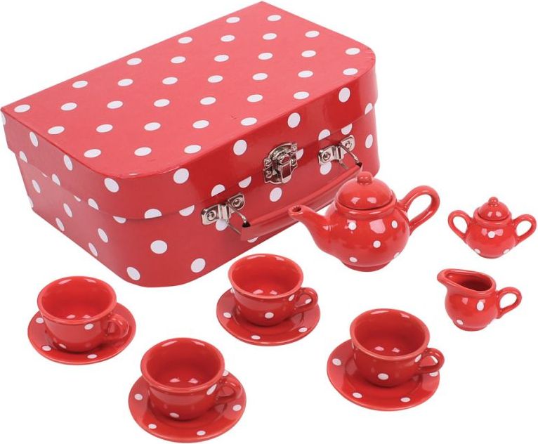 Bigjigs Toys Červený puntikovaný čajový set - obrázek 3