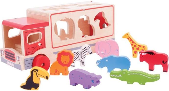 Bigjigs Toys dřevěné auto se zvířátky safari - obrázek 1