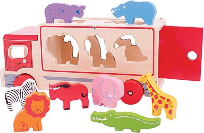 Bigjigs Toys dřevěné auto se zvířátky safari - obrázek 3