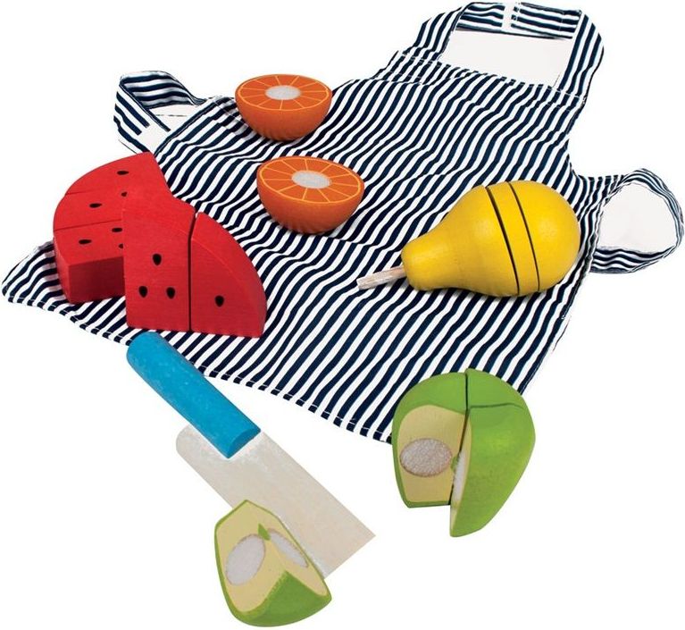 Bigjigs Toys Dřevěné krájecí ovoce se zástěrou - obrázek 1