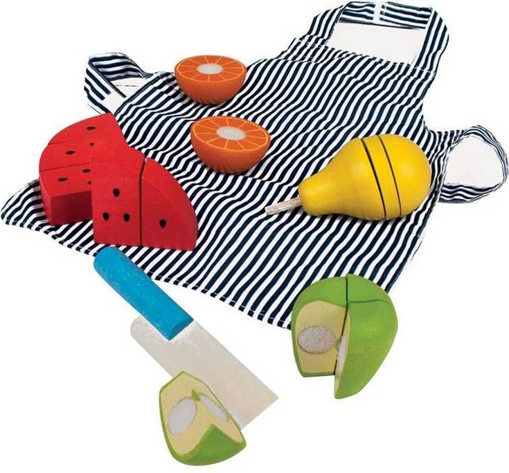 Bigjigs Toys Dřevěné krájecí ovoce se zástěrou - obrázek 3