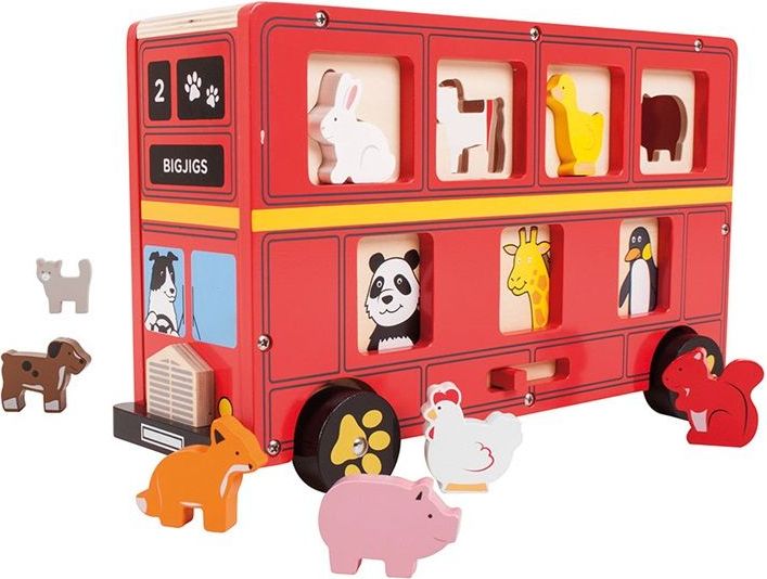 Bigjigs Toys Dřevěný autobus se zvířátky - obrázek 1