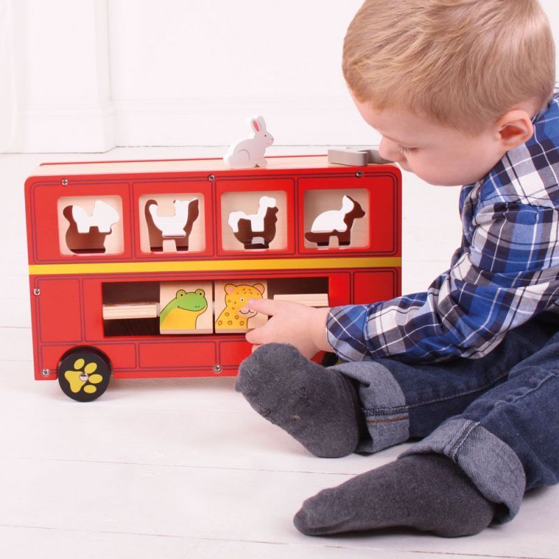 Bigjigs Toys Dřevěný autobus se zvířátky - obrázek 3