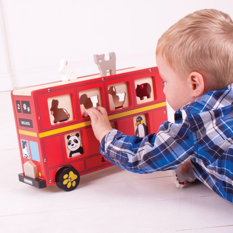 Bigjigs Toys Dřevěný autobus se zvířátky - obrázek 4