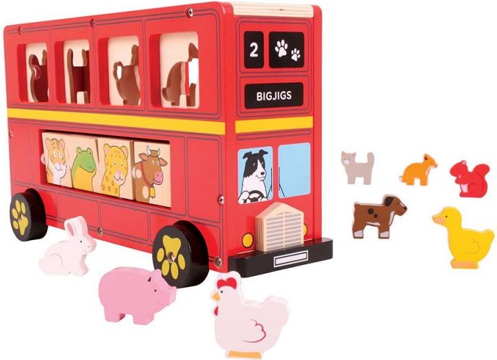 Bigjigs Toys Dřevěný autobus se zvířátky - obrázek 6