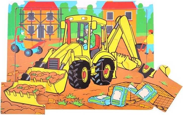 Dřevěné puzzle Bigjigs Toys Bagr 9 dílků - obrázek 2