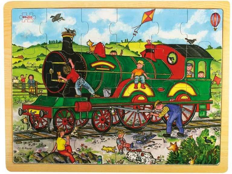 Bigjigs Toys Dřevěné puzzle vlak 24 dílků - obrázek 3