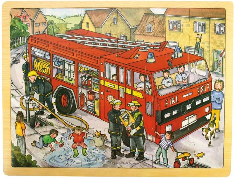 Bigjigs Toys Dřevěné puzzle hasiči 24 dílků - obrázek 1