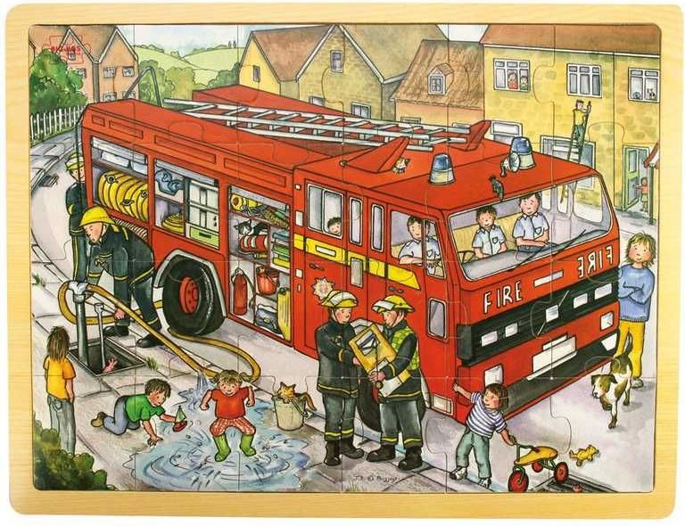 Bigjigs Toys Dřevěné puzzle hasiči 24 dílků - obrázek 2