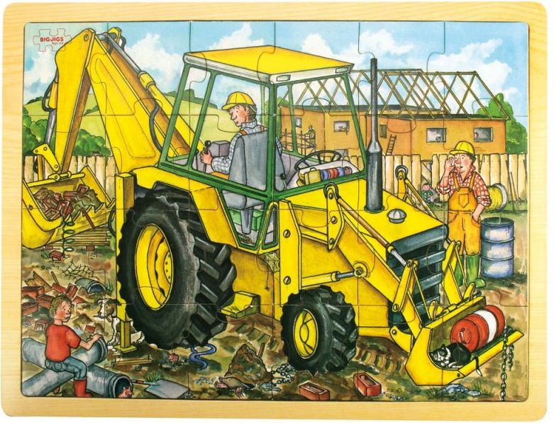 Bigjigs Toys Dřevěné puzzle bagr 24 dílků - obrázek 1