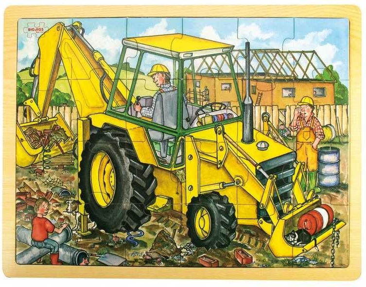 Bigjigs Toys Dřevěné puzzle bagr 24 dílků - obrázek 2