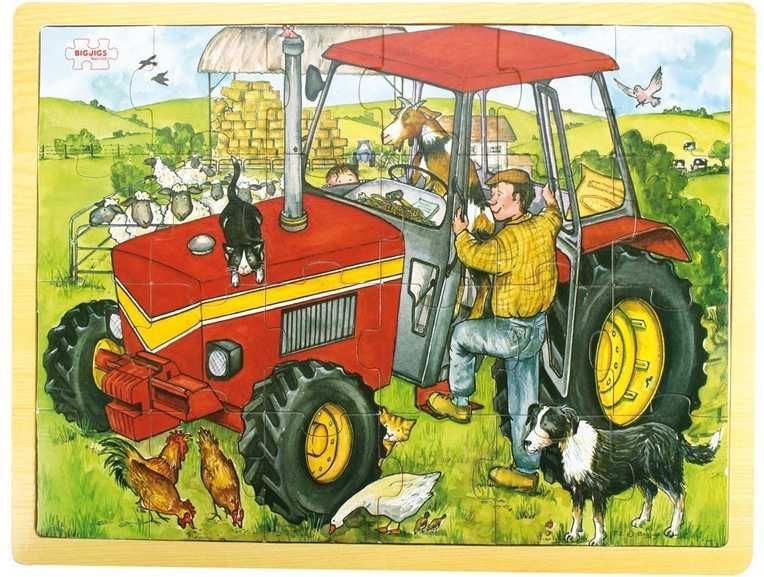 Bigjigs Toys Dřevěné puzzle traktor 24 dílků - obrázek 2