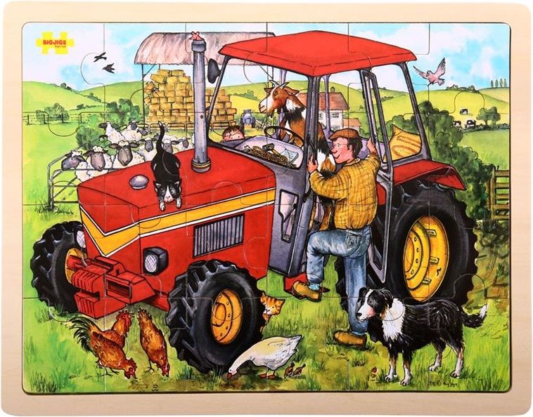 Bigjigs Toys Dřevěné puzzle traktor 24 dílků - obrázek 4