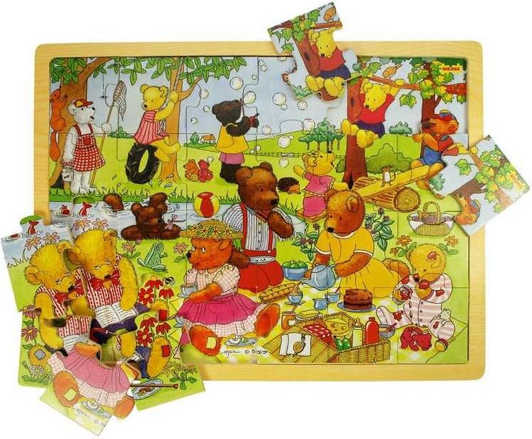 Dřevěné puzzle Bigjigs Toys Medvědí piknik 24 dílků - obrázek 3