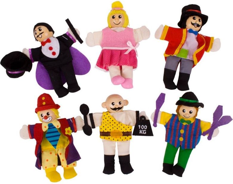 Bigjigs Toys Prstoví maňásci sada Cirkusoví baviči - obrázek 1