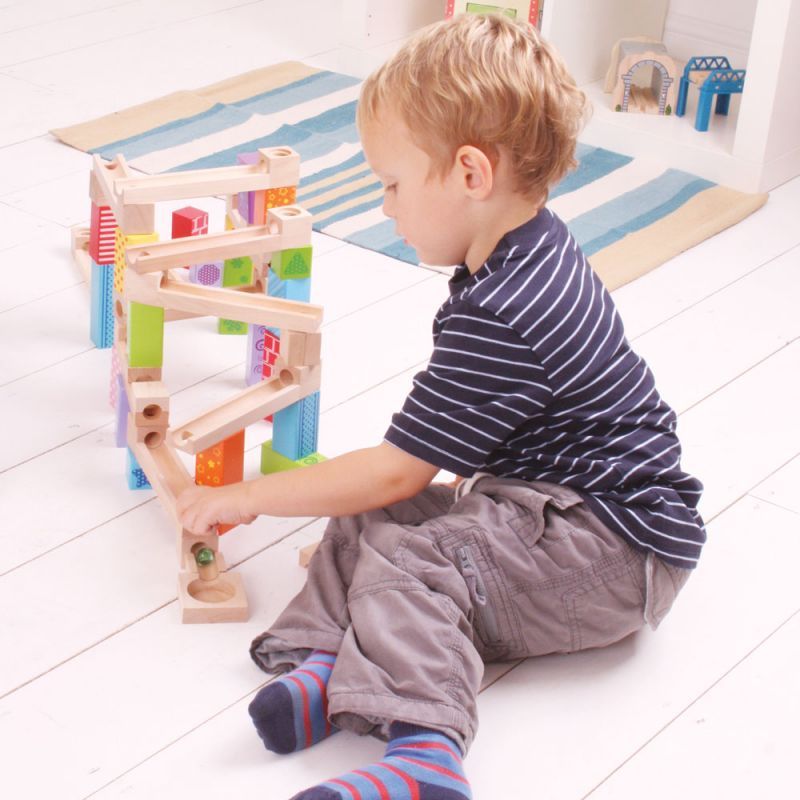 Bigjigs Toys Dřevěná kuličková dráha barevná - obrázek 3