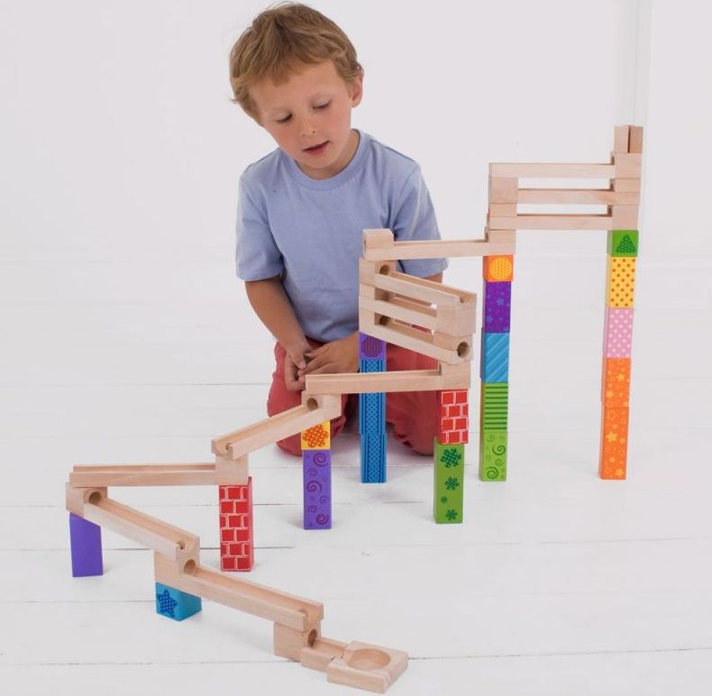 Bigjigs Toys Dřevěná kuličková dráha barevná - obrázek 4