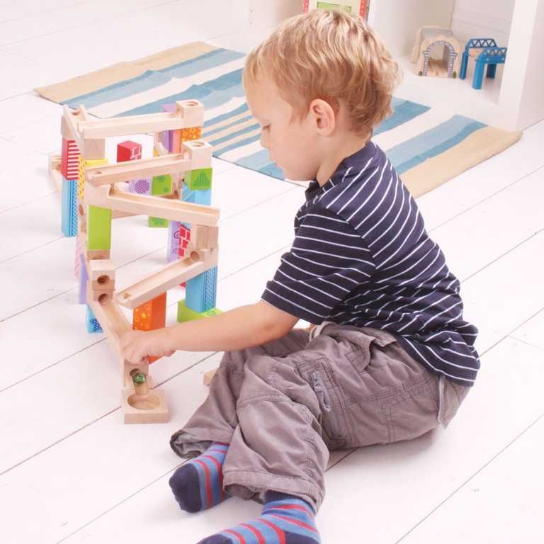 Bigjigs Toys Dřevěná kuličková dráha barevná - obrázek 8