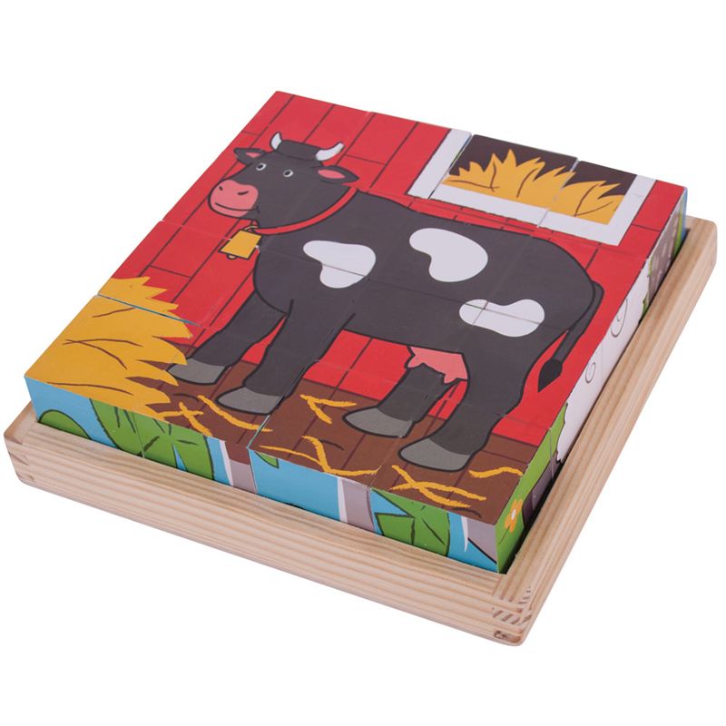 Obrázkové kostky Bigjigs Toys Farma 9 kostek - obrázek 2
