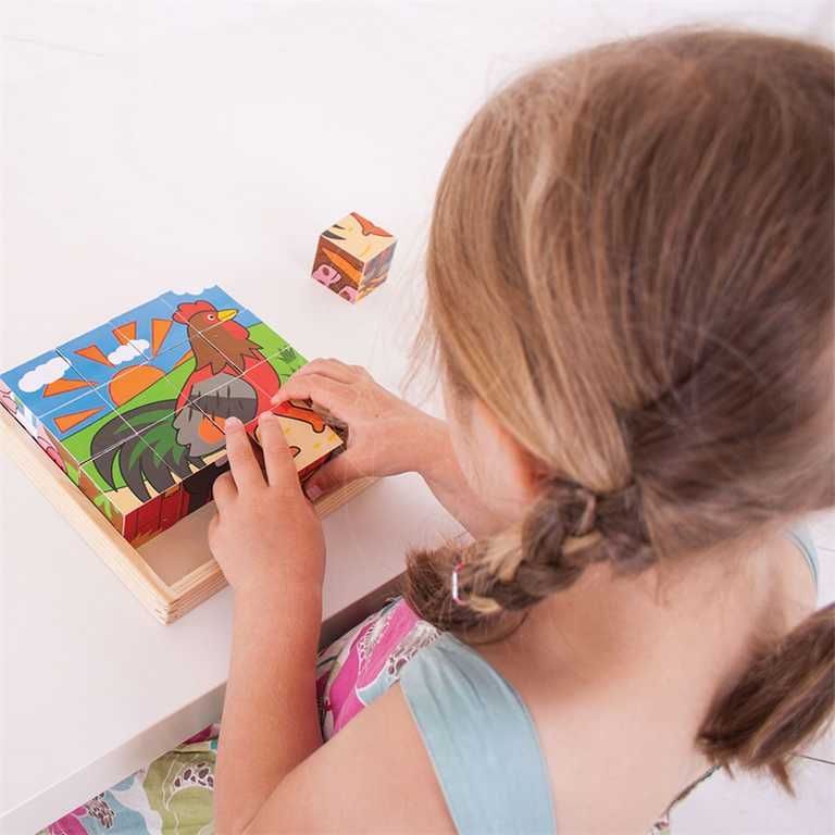 Obrázkové kostky Bigjigs Toys Farma 9 kostek - obrázek 7