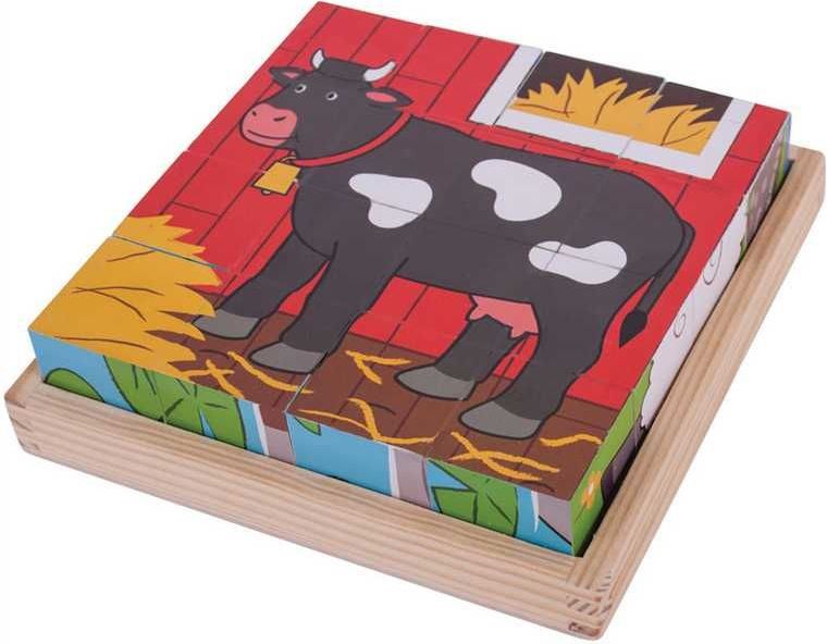 Obrázkové kostky Bigjigs Toys Farma 9 kostek - obrázek 9