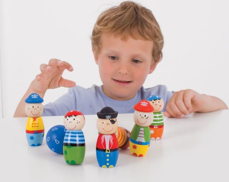 Bigjigs Toys Dřevěné kuželky Piráti - obrázek 2