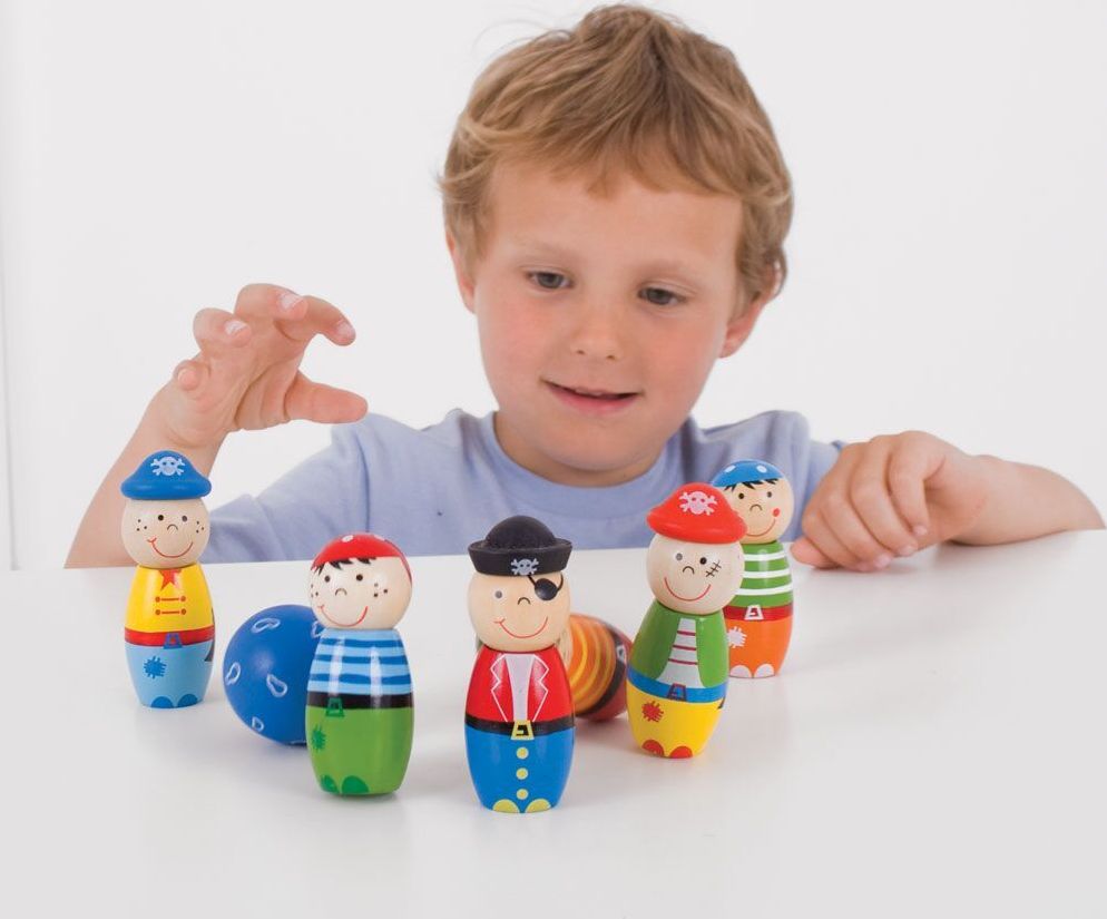 Bigjigs Toys Dřevěné kuželky Piráti - obrázek 5