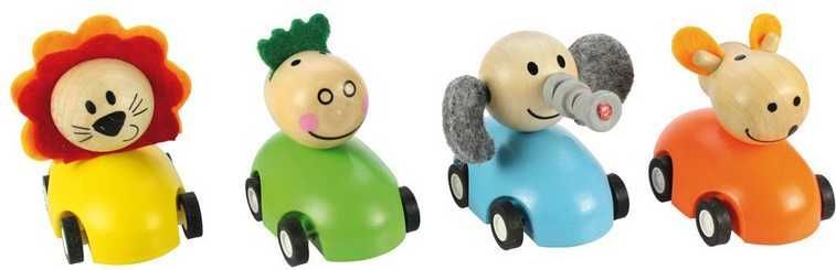 Bigjigs Toys Barevné dřevěné auto se zvířátky 1ks - obrázek 3