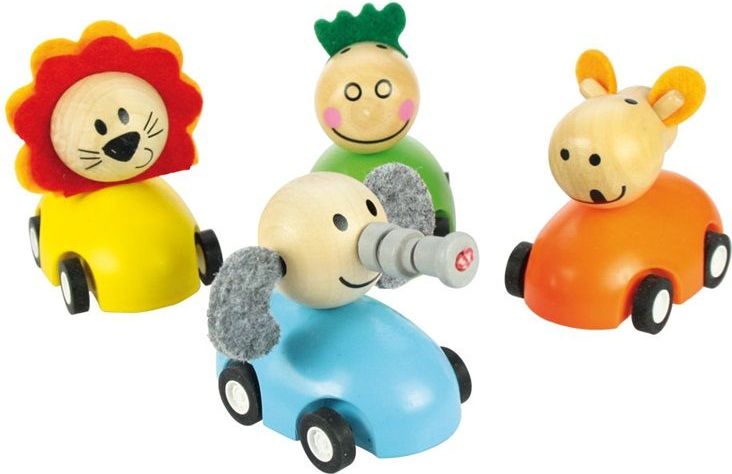 Bigjigs Toys Barevné dřevěné auto se zvířátky 1ks - obrázek 4