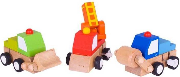 Bigjigs Toys Dřevěná barevná autíčka na natahování - obrázek 2