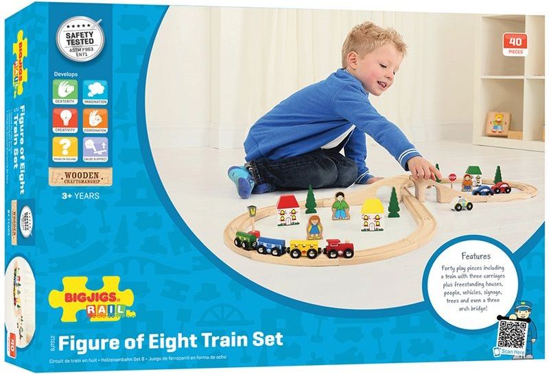 Bigjigs Rail Dřevěná vláčkodráha osmička 40 dílů - obrázek 9