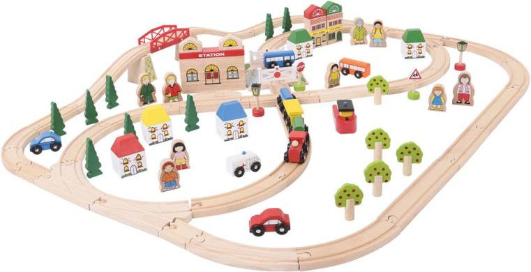 Bigjigs Rail Dřevěná vláčkodráha město a vesnice 101 dílů - obrázek 1