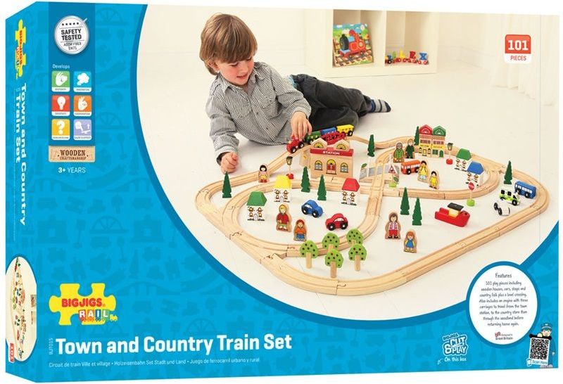 Bigjigs Rail Dřevěná vláčkodráha město a vesnice 101 dílů - obrázek 5