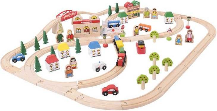 Bigjigs Rail Dřevěná vláčkodráha město a vesnice 101 dílů - obrázek 6