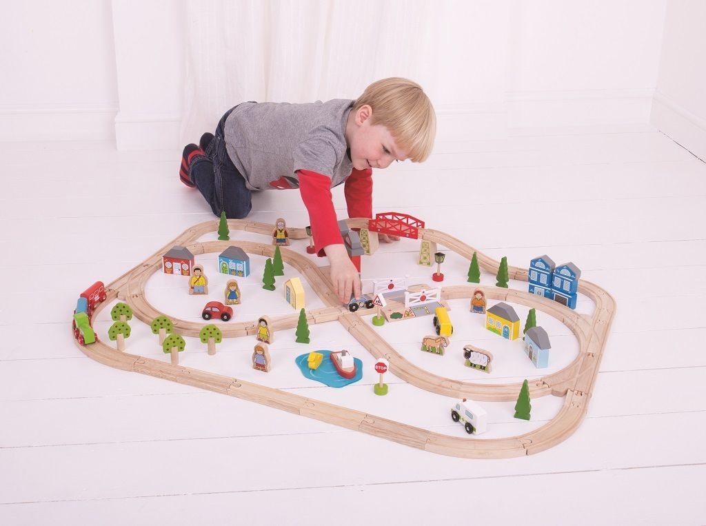 Bigjigs Rail Dřevěná vláčkodráha město a vesnice 101 dílů - obrázek 16