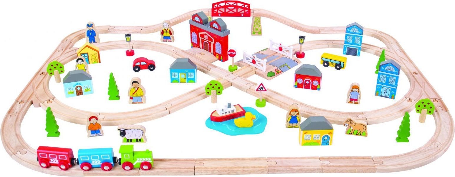 Bigjigs Rail Dřevěná vláčkodráha město a vesnice 101 dílů - obrázek 19