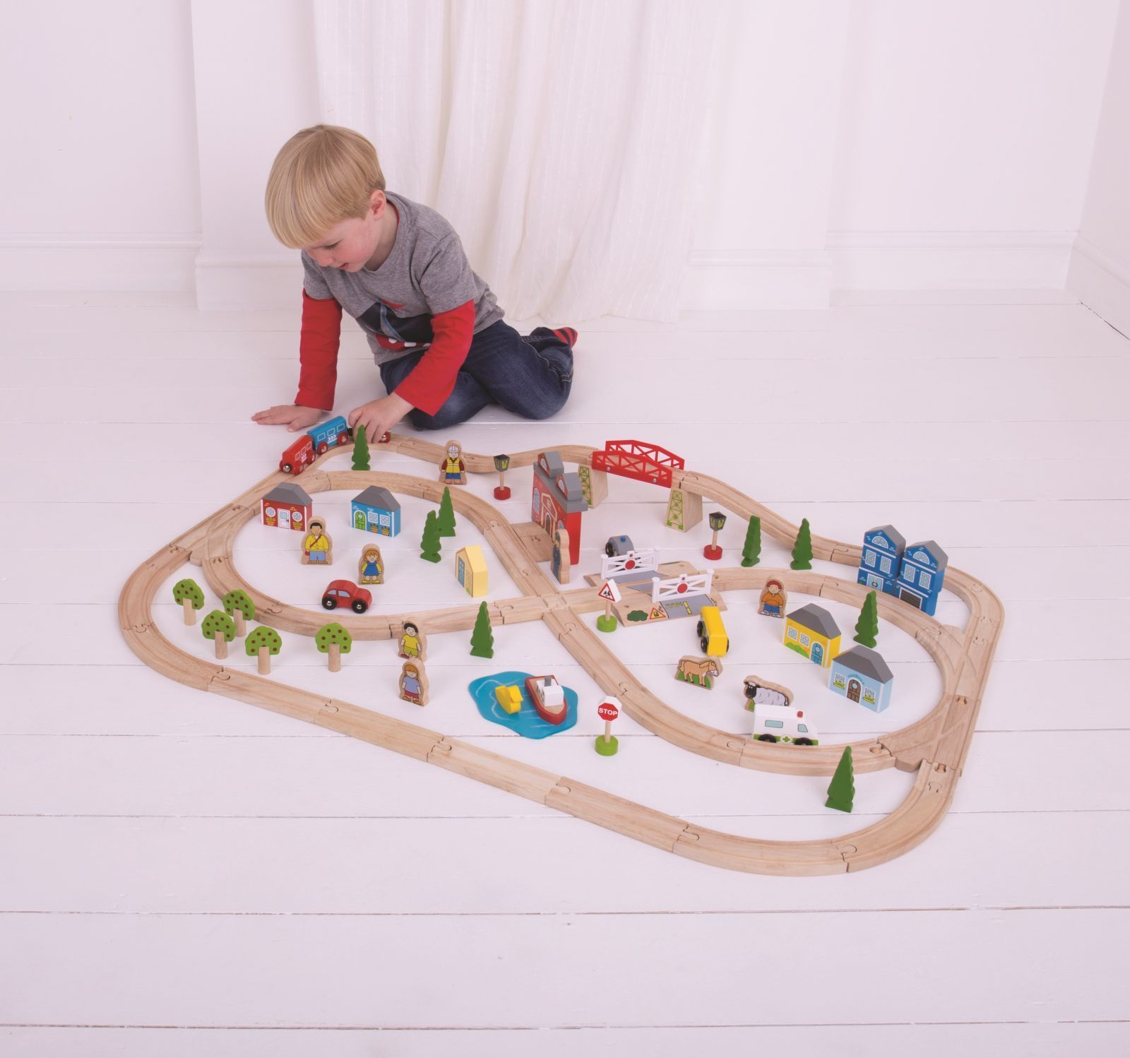 Bigjigs Rail Dřevěná vláčkodráha město a vesnice 101 dílů - obrázek 21