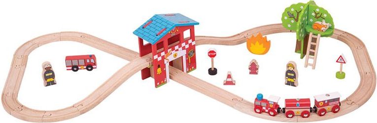 Bigjigs Rail Dřevěná vláčkodráha hasičská stanice - obrázek 1